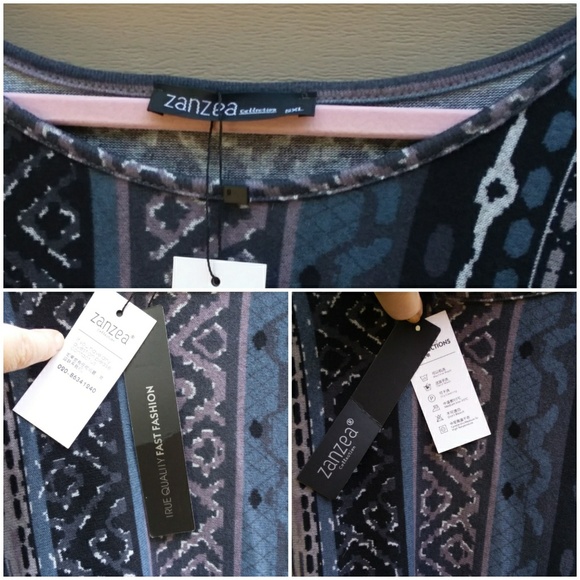 Zanzea Sz 5x Blue Gray Black Stripe Dress - Picture 2 of 4
